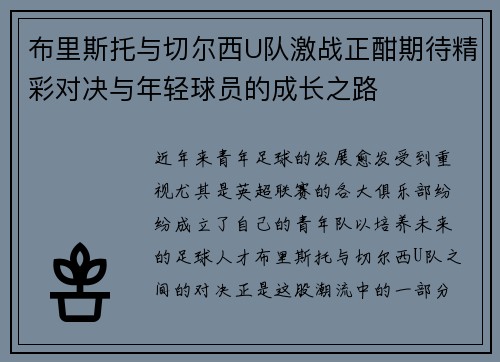布里斯托与切尔西U队激战正酣期待精彩对决与年轻球员的成长之路